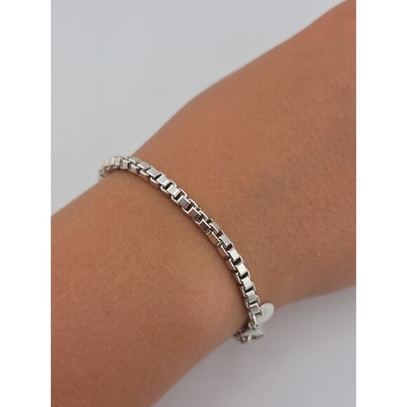 Tiffany & Co. Sterling Silver Venetian Box Chain Link Bracelet 7.5" Inch - Picture 1 of 8